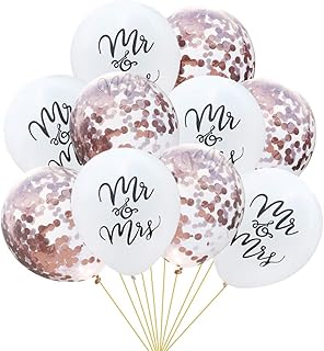 Tumao 10 Stück Mr.& Mrs Latexballon Konfetti Luftballons, Ideal für Hochzeit, Junggesellinnen-Abschied, Hen Party, Hochzeits-Deko. (Roségold)