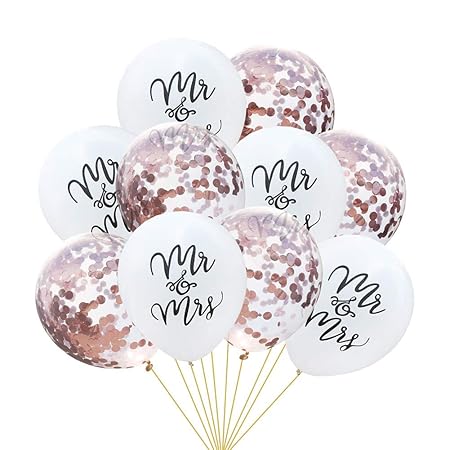 Tumao 10 Stück Mr.& Mrs Latexballon Konfetti Luftballons, Ideal für Hochzeit, Junggesellinnen-Abschied, Hen Party, Hochzeits-