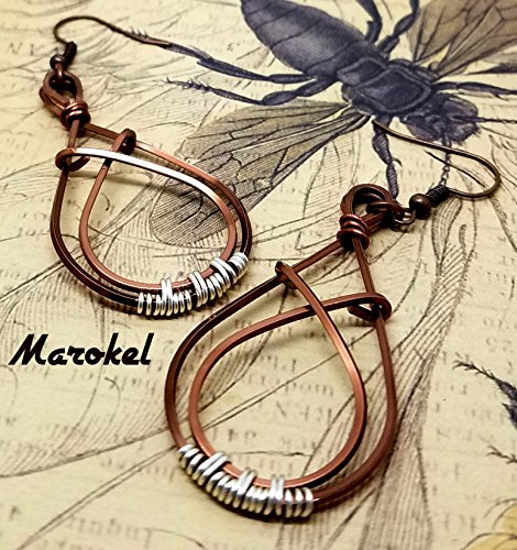 Crossover Copper Earrings Wire Wrapped Square Wire Minimalist
