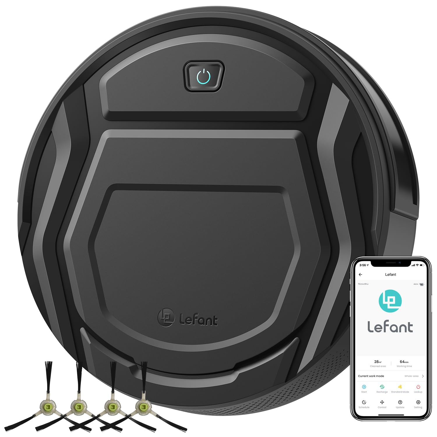 Photo 1 of Lefant M210 Robot Vacuum Cleaner, 120-Min Runtime, Compact Design, Powerful Suction, Low Noise, Wi-Fi/App/Voice Control, Self-Charging, Scheduled Cleaning, Ideal for Pet Hair and Hard Floors, Black