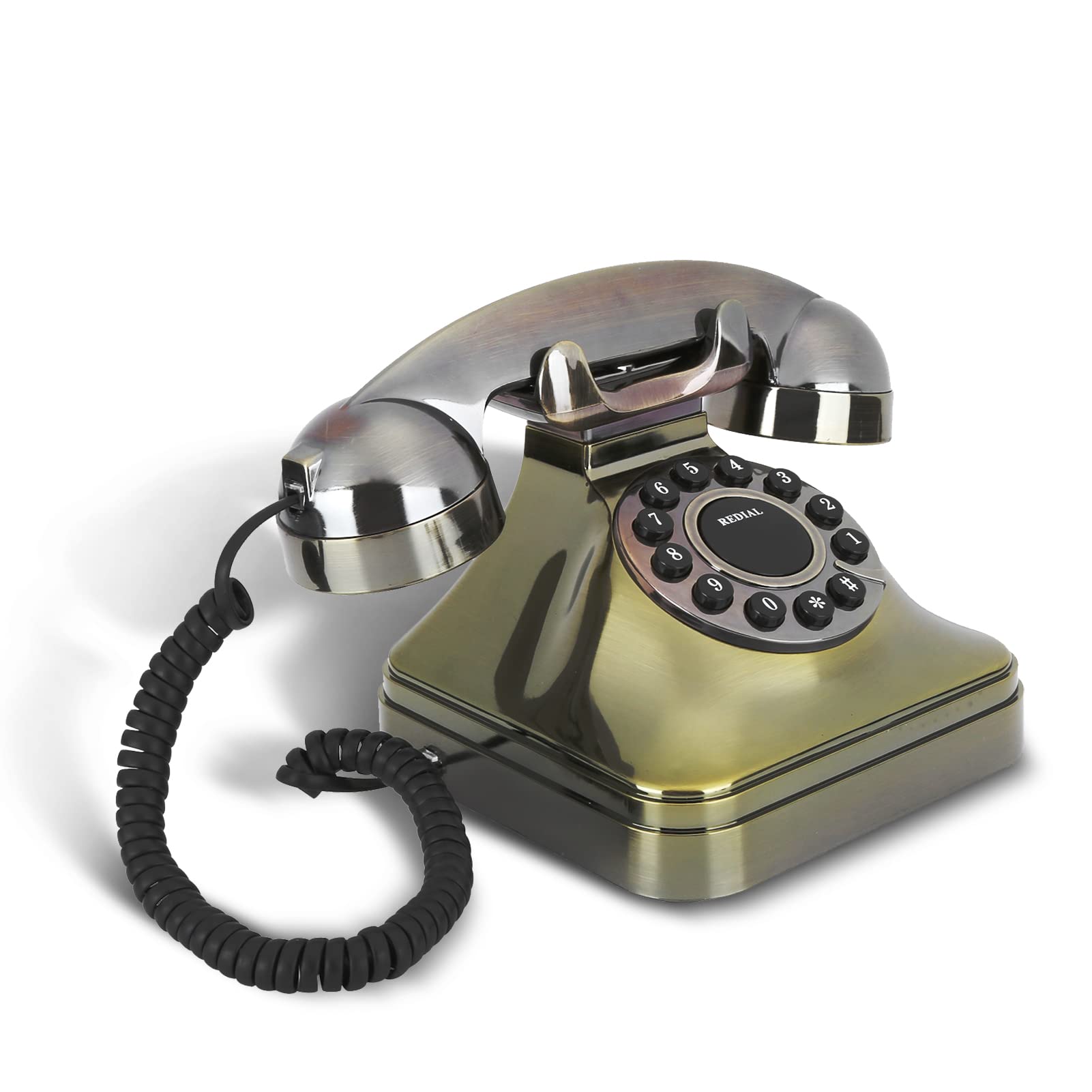 Vintage Antique Phone, Vintage Landline Antique Bronze Corded Telephone with Large Button Keypad, High Definition Call Quality, for Office Home Hotel, ect