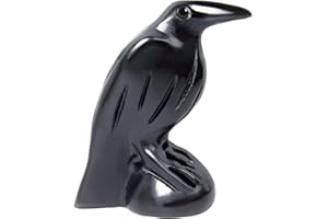 Hguxmcu Natural Black Obsidian Raven Statue,2 Inch Mystical Crow Sculpture Gothic Home Decor,Spiritual Totem Art Healing Crystal Figurine Witchy Altar Decor Dark Academia Collectible