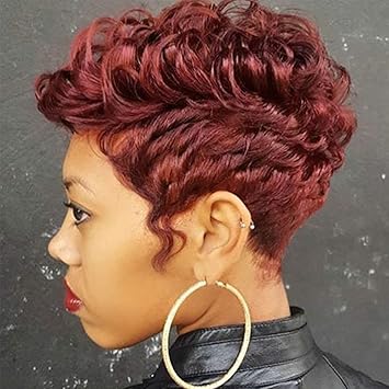 Amazon Com Beisd Curly Red Hair Wig Short Pixie Curly Wigs For