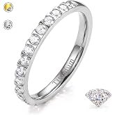 GEMQUEEN Titanium Moissanite Rings for Women Full/Half Eternity Ring | 14K Gold Plated Titanium Moissanite Wedding Band Stackable Eternity Band Wedding Ring Engagement Rings for Women Size 5-10