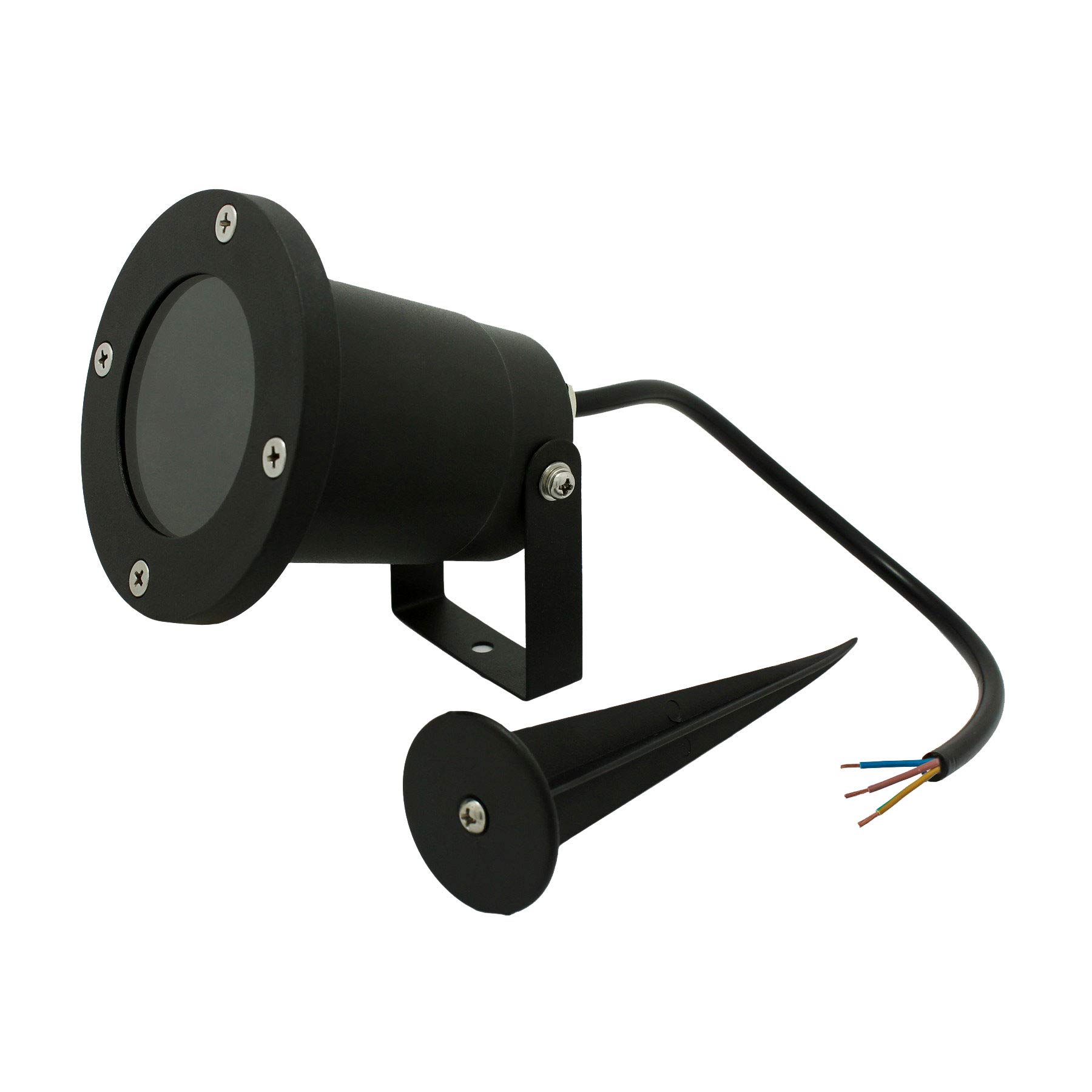 5 x Opus Outdoor Gu10 Garden Spike Lights - Glass Cover with 16 cm Spike No Plug - Ground Mount or Wall Lights IP65 Matt Black Pack