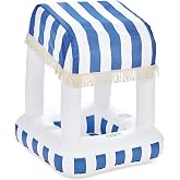 FUNBOY Floating Drink Station with Removable Canopy, Blue Cabana | 24" Inflatable, Floating Drink Station, Removable Fabric Shade, Table-Top Decor