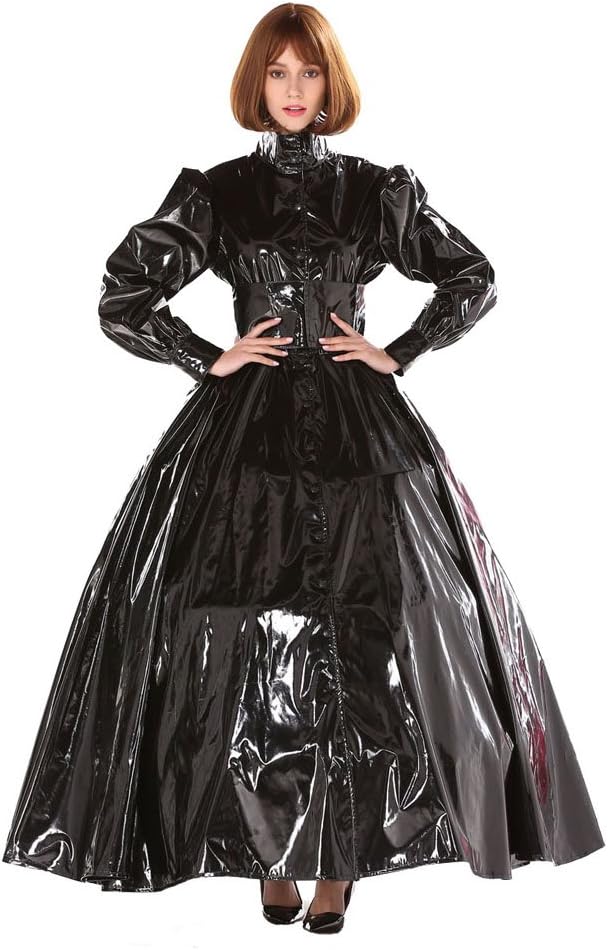 GOceBaby Women Gothic Punk Cool Black PVC Ball Gown Dress Uniform Crossdress