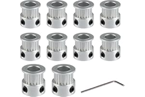GBA-SZC GT2 Pulley 20 Teeth 8mm bore Width 6mm Aluminum 20T Pulley Wheel for 6mm Width GT2 Timing Belt for 3D Printer,CNC (10pcs)