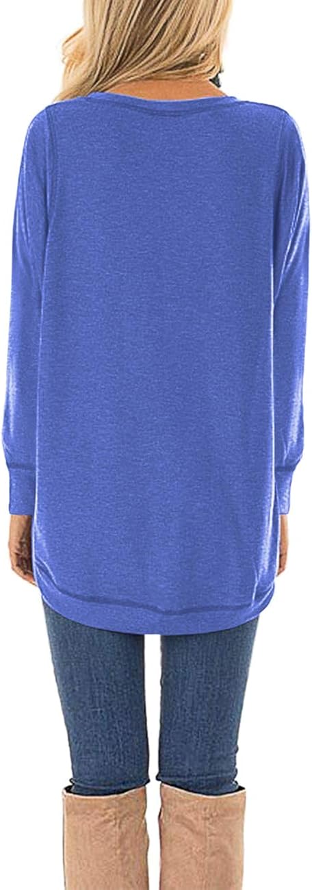 HIYIYEZI Fall Tops for Women Long Sleeve Side Split Casual Loose Tunic Top at  Women’s Clothing store