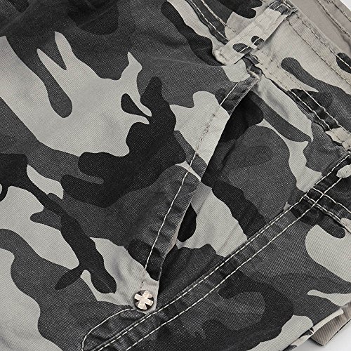 MODOQO Men's Tactical Cargo Shorts, Straight Multi-Pocket Cotton Relaxed Fit Outdoor Wear(Gray,36)