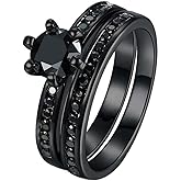 Bridal Sets Black Gold Plated Womens Wedding Ring Sets Green Cz Engagement Ring 2pcs Wedding Band