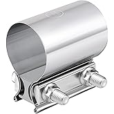 EVIL ENERGY 2.5 Inch Exhaust Clamp,Butt Joint Band Clamp Sleeve Coupler Stainless Steel for 2 1/2" OD Pipes,Mufflers,Catalyti