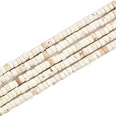 200pcs 3x2mm Natural White Turquoise Heishi Disc Rondelle Spacer Stone Semi Precious Gemstone Loose Beads for Jewelry Making 15 Inch