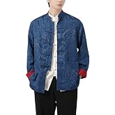 Men's Traditional Chinese Jacket Reversible Frog Button Long Sleeve Tang Jacket Kung Fu Suit Coat