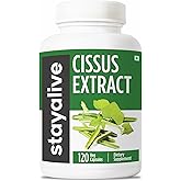 STAY ALIVE Cissus Quadrangularis Supplement 1000mg, 120 Pills, Pure Extract Powder with 40% Ketosterones, Non-GMO and Gluten-Free Cissus Extract Capsules for Men and Women