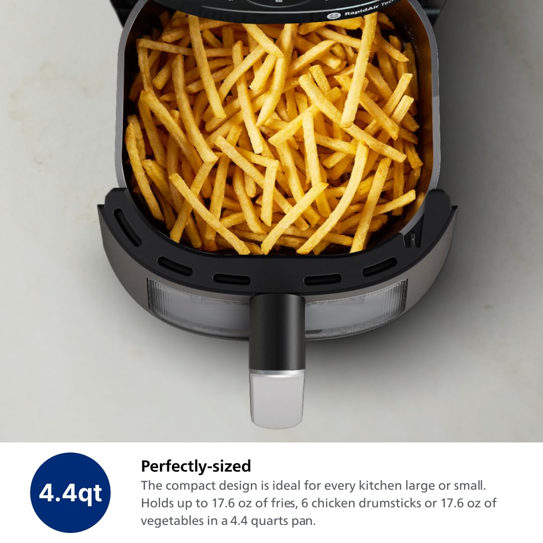 Freidora de aire Philips serie 2000: tecnología RapidAir, 13 formas de cocinar en 1, capacidad de 4,4 cuartos de galón, comidas más saludables hasta un 90 % menos de grasa, fácil de limpiar, apta para lavavajillas, control de pantalla táctil, aplicación HomeID (NA221/00)