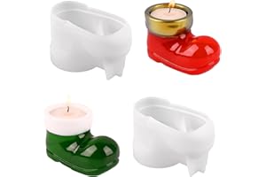 Actvty Christmas Boot Candle Holder Resin Molds, 2 Pcs Tealight Holder Silicone Molds for Resin Casting, Cement Concrete, Plaster, DIY Resin Craft Winter Table Home Decoration