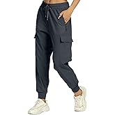 Buauty Women's Hiking Pants Quick Dry Lightweight Cargo Joggers with Pockets Elastic Waist for Travel and Camping Dark Gray