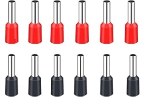 Teansic 200 Pcs Wire Ferrules AWG 10-12/6.0mm²-4.0mm² Wire Copper Crimp Connector,E6012 Connectors Insulated Ferrule Pin Cord End Terminals(100 Black + 100 Red)