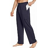 Deyeek Men's Cargo Sweatpants Open Bottom Baggy Sweat Pants for Mens Straight Leg Gym Cargo Sweats Lounge Pants with Pockets