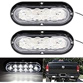 BlyilyB 6“ Oval White Color LED Trailer Truck Clear Reverse Backup Light (Pack of 2)