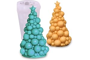 Japleed Christmas Candle Molds for Candle Making, 3D Bubble Shape Tree Fondant Chocolate Cake Decorating Silicone Molds, Cute Epoxy Resin Casting Mold, Christmas Ornament Mold for DIY Art Craft Decor