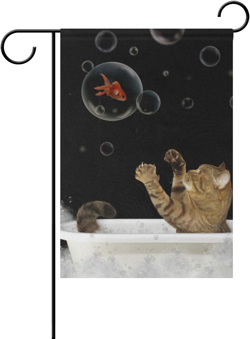 REFFW Katze im Bad mit Goldfischblase Doppelseitiges Haus für