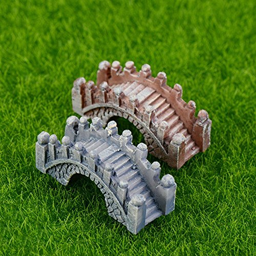 COOLTOP 2pcs Bridge Miniature Fairy Garden Terrarium Doll House Figurine Statue Home Decor Ornament (Style 2)