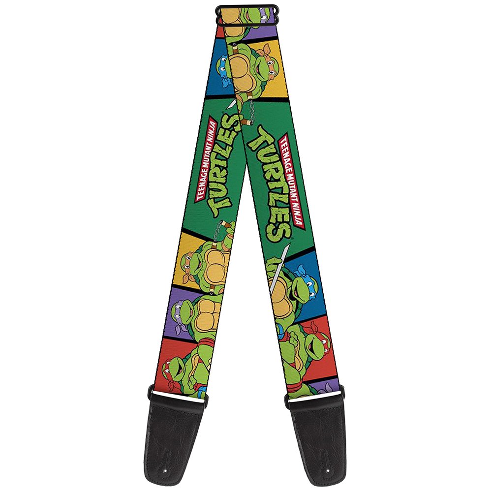 Teenage Mutant Ninja Turtles Buckle-Down Guitar Strap - Classic TMNT Group Pose3/TMNT Logo Green/Multi Color - 2" Wide - 29-54" Length