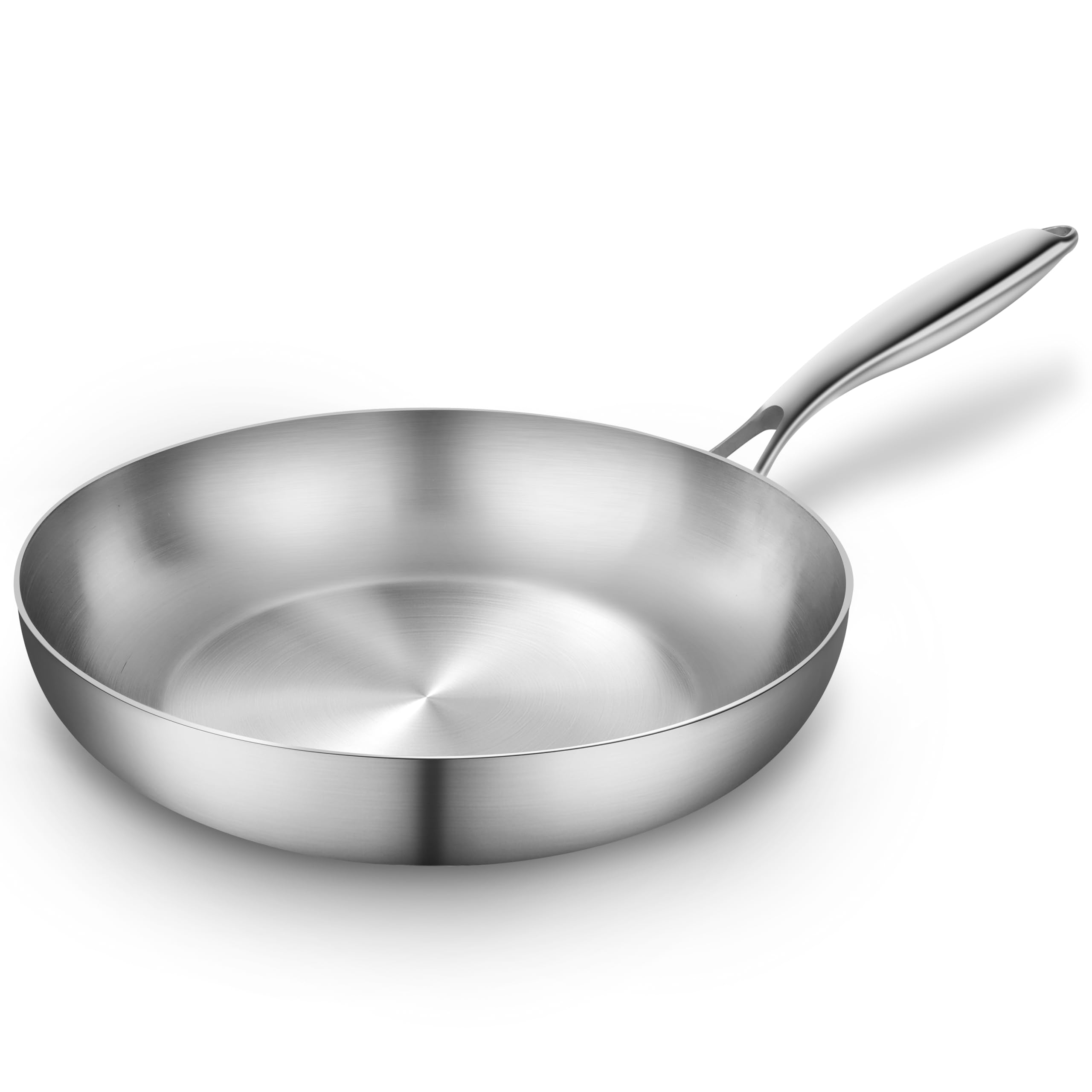 Photo 1 of isheTao 12 inch Tri-Ply Stainless Steel Frying Pan,Skillet,Induction Cooking Pan,PFOA&PTFE Free,Heavy Duty and Detachable Handle,Dishwasher and Oven Safe