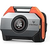 ETENWOLF VORTEX S6 Tire Inflator Portable Air Compressor for Heavy-duty Vehicle, Cordless Air Pump for Car & Inflatables with 19200 mAh Battery, 100% Duty Cycle & Dual Cylinder Bike Pump, Vivid Orange