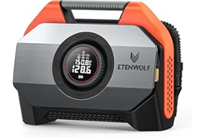 ETENWOLF VORTEX S6 Tire Inflator Portable Air Compressor for Heavy-duty Vehicle, Cordless Air Pump for Car & Inflatables with 19200 mAh Battery, 100% Duty Cycle & Dual Cylinder Bike Pump, Vivid Orange