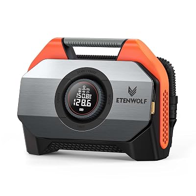 ETENWOLF VORTEX S6 Tire Inflator Portable Air Compressor for Heavy-duty Vehicle, Cordless Air Pump for Car & Inflatables with 19200 mAh Battery, 100% Duty Cycle & Dual Cylinder Bike Pump, Vivid Orange