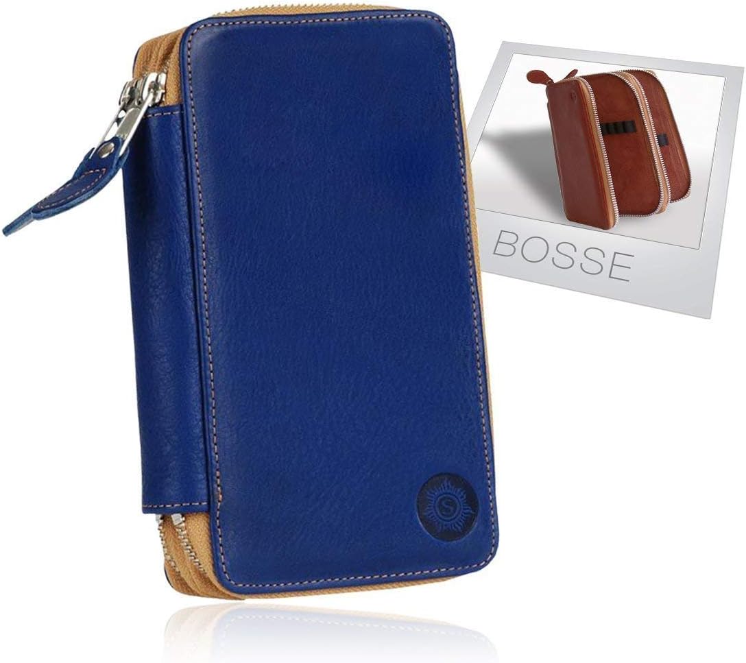 Sonnenleder "Bosse" High Quality Leather Multipurpose Case, Color: Blue, Genuine Leather * Made in Germany