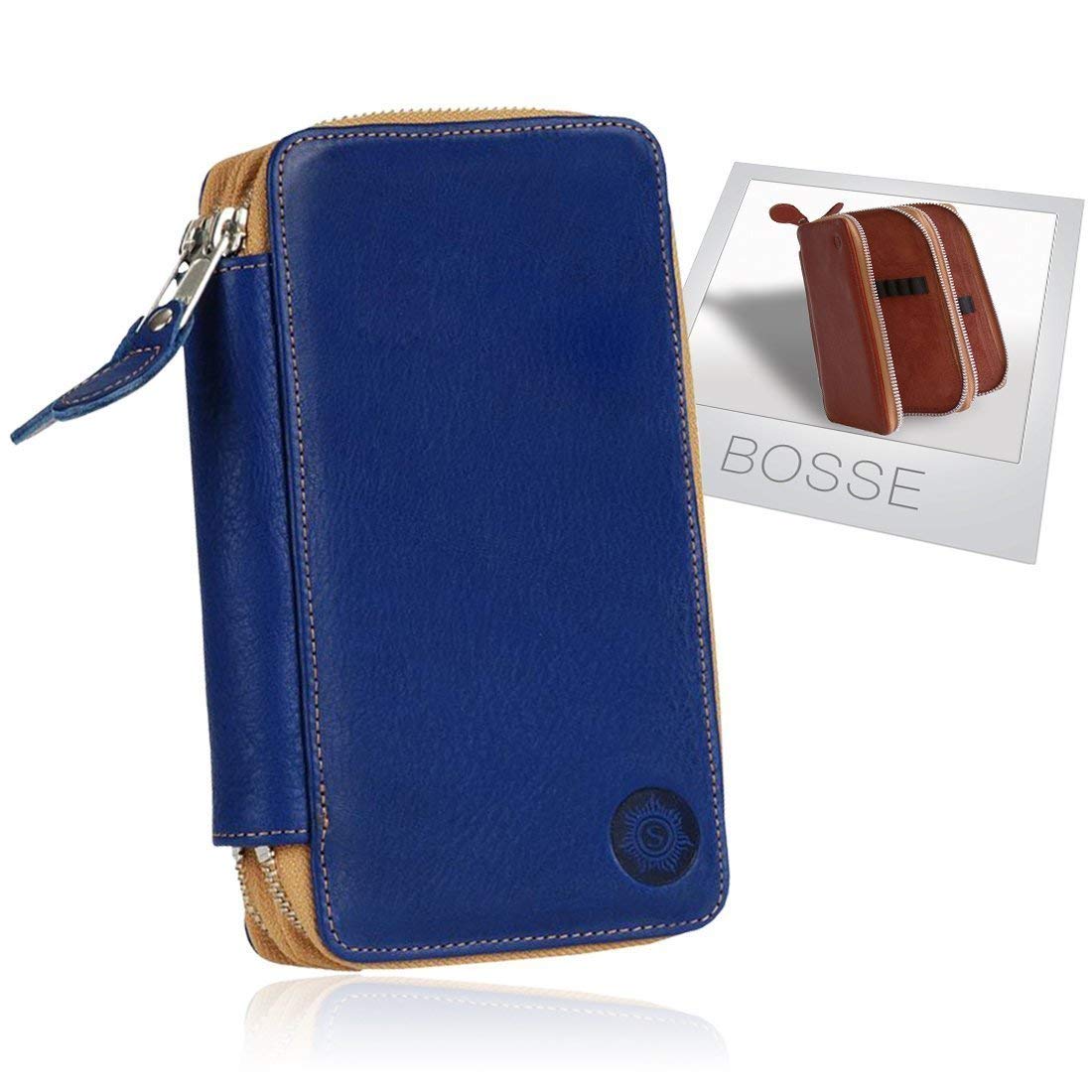 Sonnenleder "Bosse" High Quality Leather Multipurpose Case, Color: Blue, Genuine Leather * Made in Germany