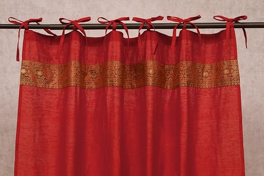 Amazon Com Worldcraft Industries Indian Embroidered Trim Curtain