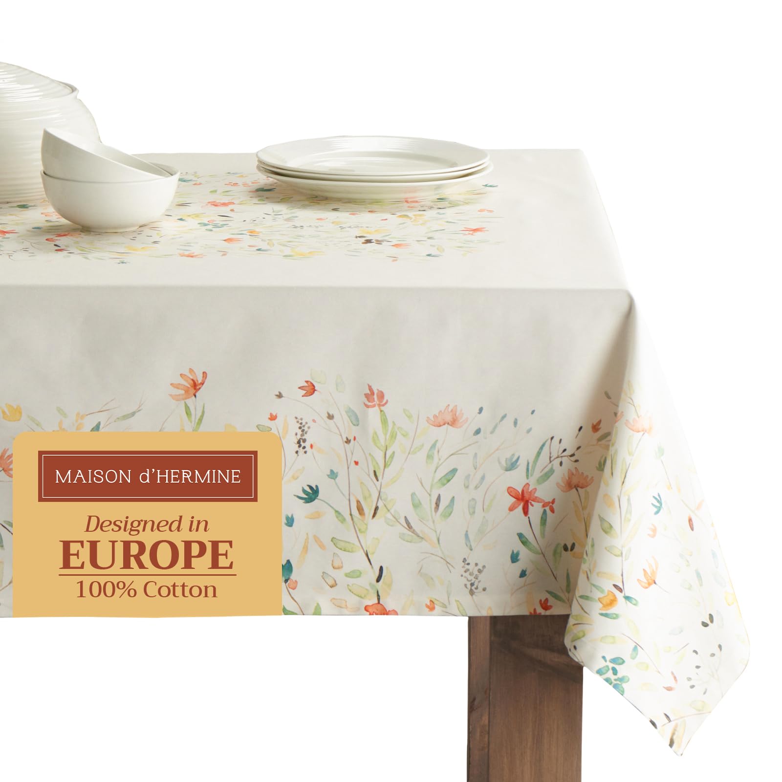 Maison d' Hermine Colmar 100% Cotton Tablecloth for Kitchen | Dinner | Table | Party Decoration | Weddings | Spring/Summer (Rectangle, 140 cm x 180 cm) — image 1