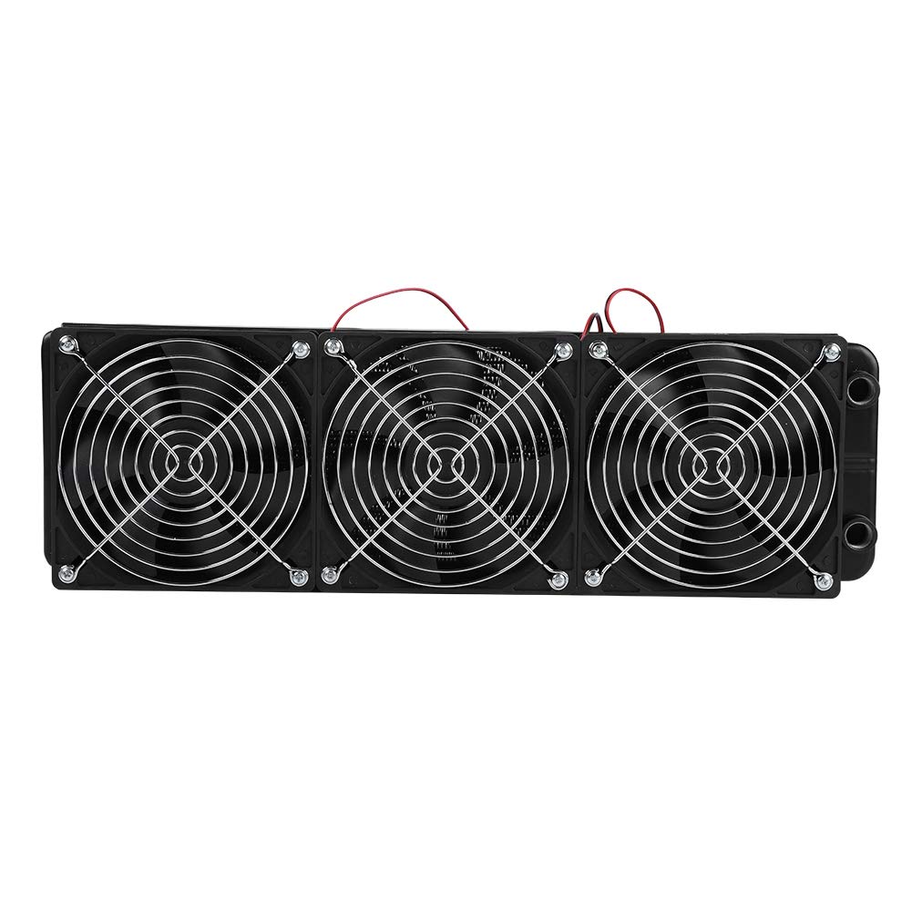 ASHATA Heat Exchanger Radiator,Aluminium Computer Water Cooling Radiator G1/4 Thread Water Cooler 18 Tubes Computer Heat Exchanger with Fan for PC Water Cooling System(120mm/ 360mm)(360mm)