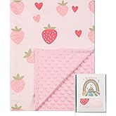 VivaCozy Baby Blankets for Girls with Strawberry Pink, Super Soft Plush Lightweight Nursery Bed Blanket for Newborn Infant Toddler, Cute Crib Throw Blanket with Double Layer Dotted Backing 30x40 Inch