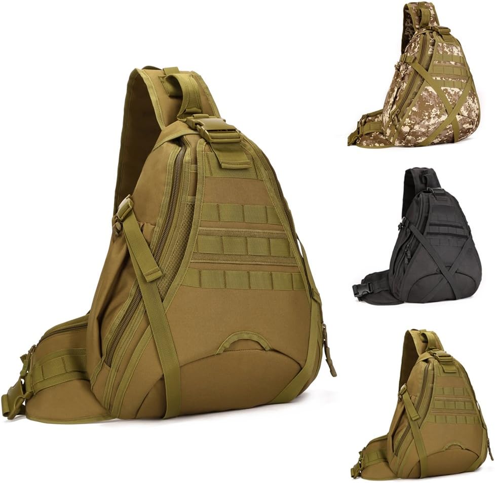 WOTOW Tactical Shoulder Bag, Military Molle Crossbody Sling Daypack Laptop Outdoor Commuter