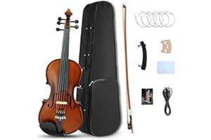 5 String Electric violin Maple Spruce Wood Acoustic Violin Ebony Fittings 4/4 Blue color (brown)