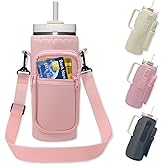 Doacpcr Water Bottle Holder with Strap, Insulated Crossbody Sling Bag, Carrier with Phone Pocket for Walking Hiking Camping Fishing