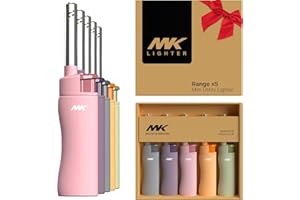 MK Candle Lighter, Butane Refillable Wind-Resistant Flame, 5-Pack for BBQ, Camping, Outdoor Use (Pastel-5pc)