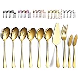Gold Serving Spoons 10 Pieces, Kyraton Serving Utensils, Serving Set Include 3 Serving Spoon, 3 Slotted Spoon, 1 Serving Fork