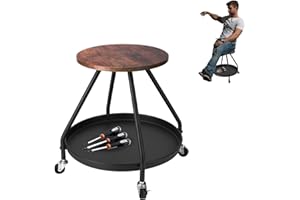 Txecpro Garage Roller Seat, Rolling Shop Mechanic Creeper/Shop Stool with Tool Tray Storage, Capacity Rolling Mechanic Seat with Onboard Storage