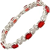 RIZILIA XOXO Link Tennis Bracelet & Oval Cut CZ [5 Colors available] in White Gold Plated, 7"