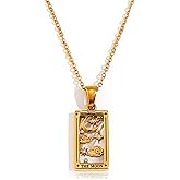 ORIGENCE 18k Gold Plated Tarot Cards Pendant Necklace - Vintage Colorful Charm Necklace Lucky Talisman Hypoallergenic for Women and Men Gift