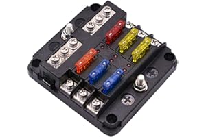 6 Way 12-24V Car Boat Power Distribution Blade Fuse Holder Box Block Panel Fuses(black)