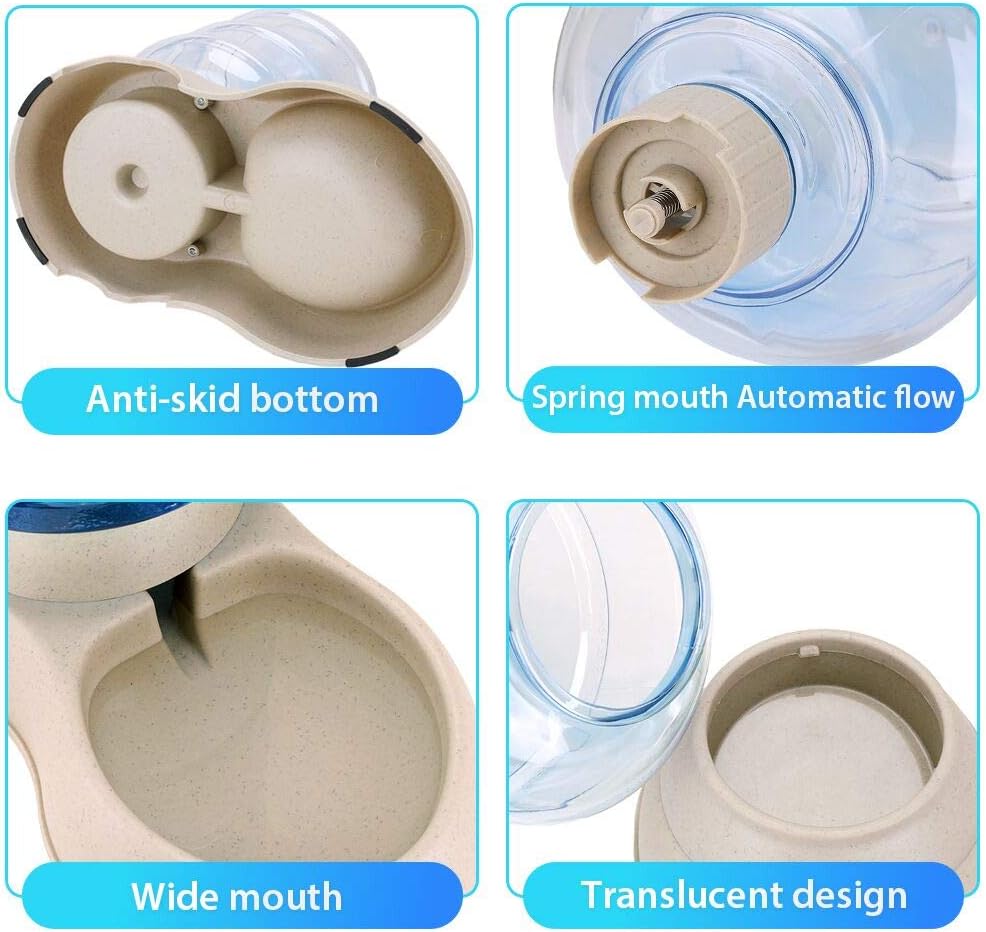 Automatic Cat Feeder and Water Dispenser in Set with Pet Food Mat for Small Medium Dog Pets Puppy Kitten Big Capacity 1 Gallon x 2 : Kitchen & Dining