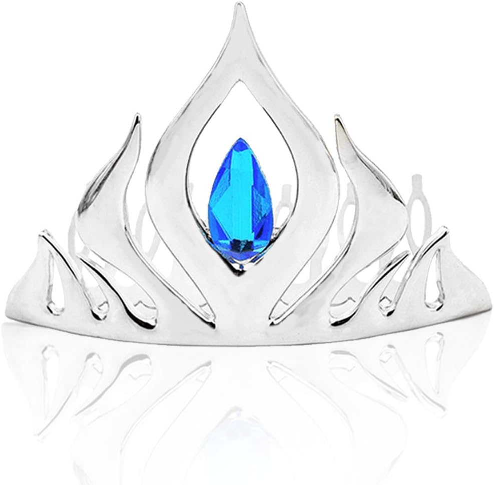 Jaasie Princess Crown Tiara and Wand Set Silver Heart Jewel Princess Accessories (Sliver)